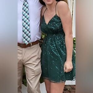 Dark Green Sequin Dress